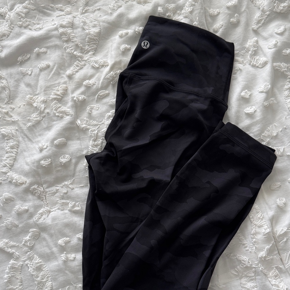 Lululemon Black Camouflage Wunder Train Leggings